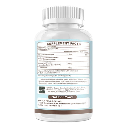 VitaHarbor Cortisol Supplement for Women and Men, 4-in-1 Cortisol Reducer with Magnesium Glycinate, Ashwagandha, Phosphatidylserine, L-Theanine, for Relaxation & Calm Support, 90 Veg Caps - Maple Wellness Supplements