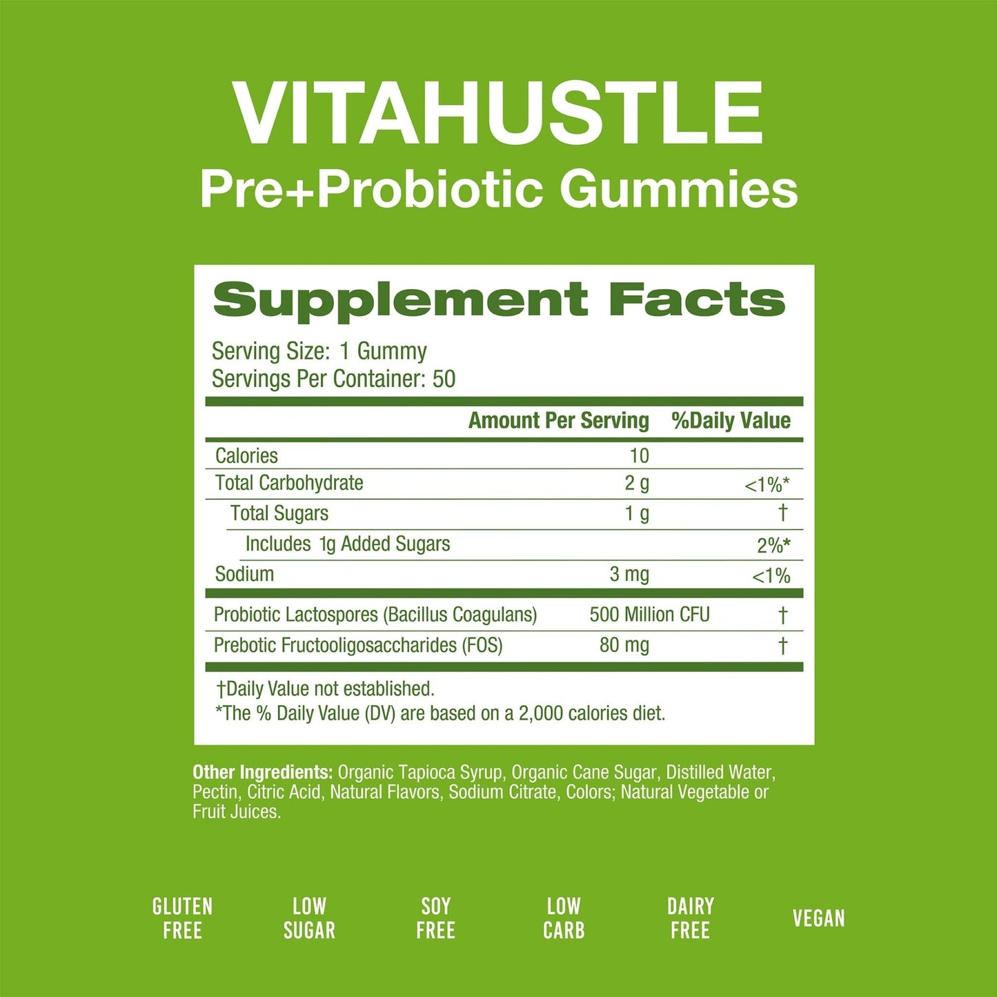 VitaHustle Probiotic Gummies + Prebiotics by Kevin Hart with Chicory Root Inulin Fiber - Maple Wellness Supplements
