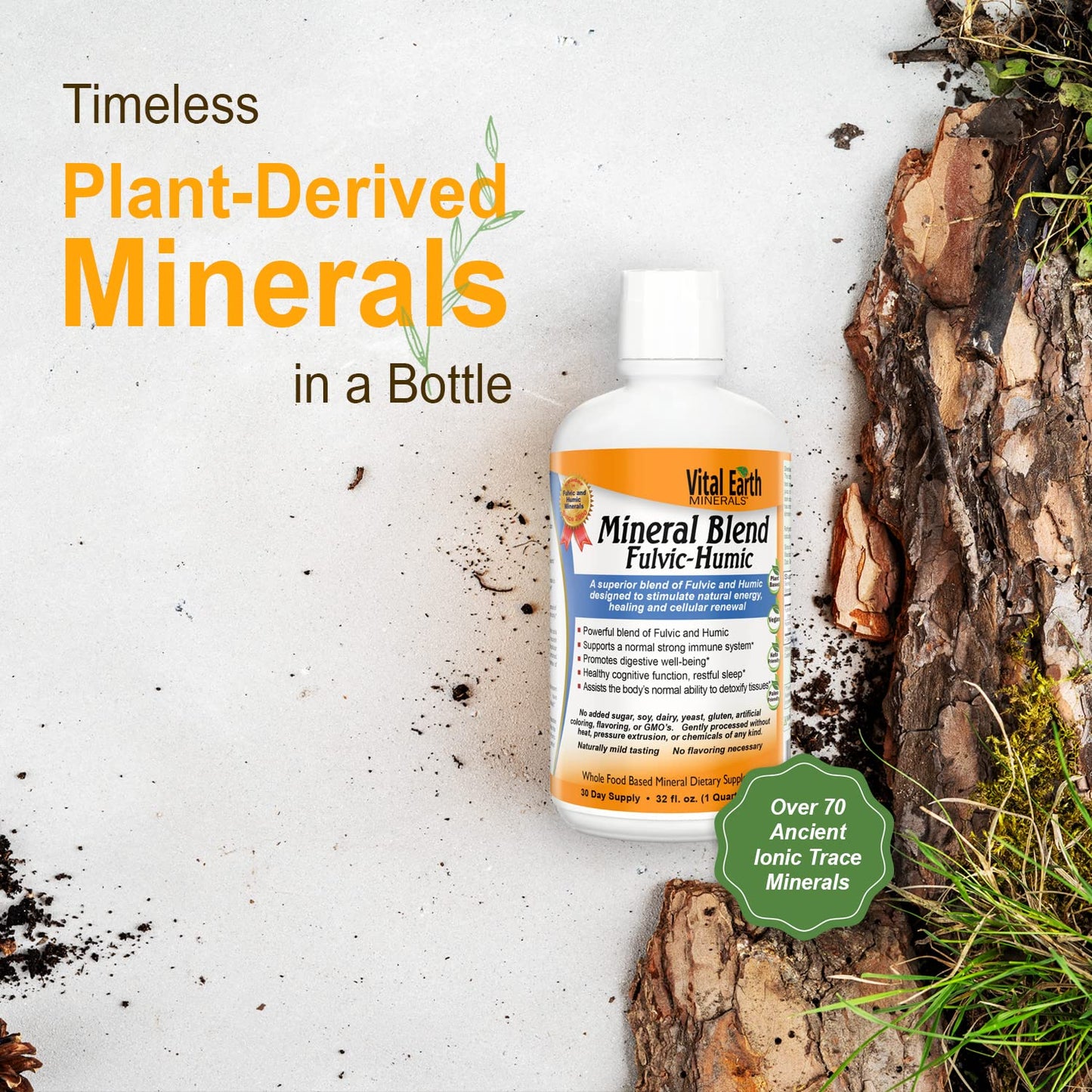 Vital Earth Minerals Fulvic Humic Mineral Blend Liquid – Fulvic Acid Supplement with 70+ Trace Minerals, Electrolytes for Recovery - Maple Wellness Supplements