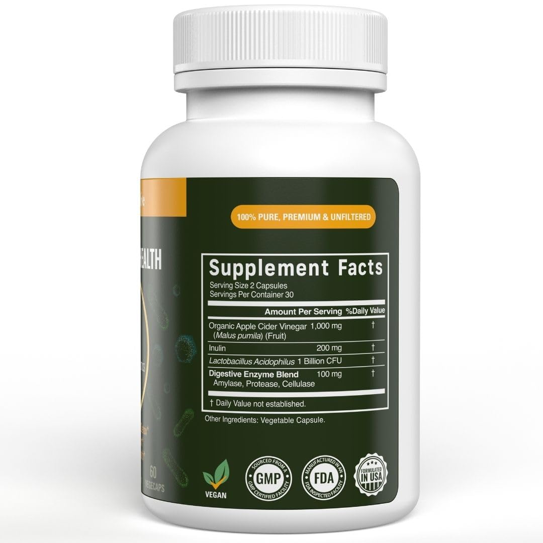 Vital Gut Health 4in1 Formula with Apple Cider Vinegar, Prebiotics & Probiotics, Digestive Enzymes for Strong Immunity Support - Maple Wellness Supplements