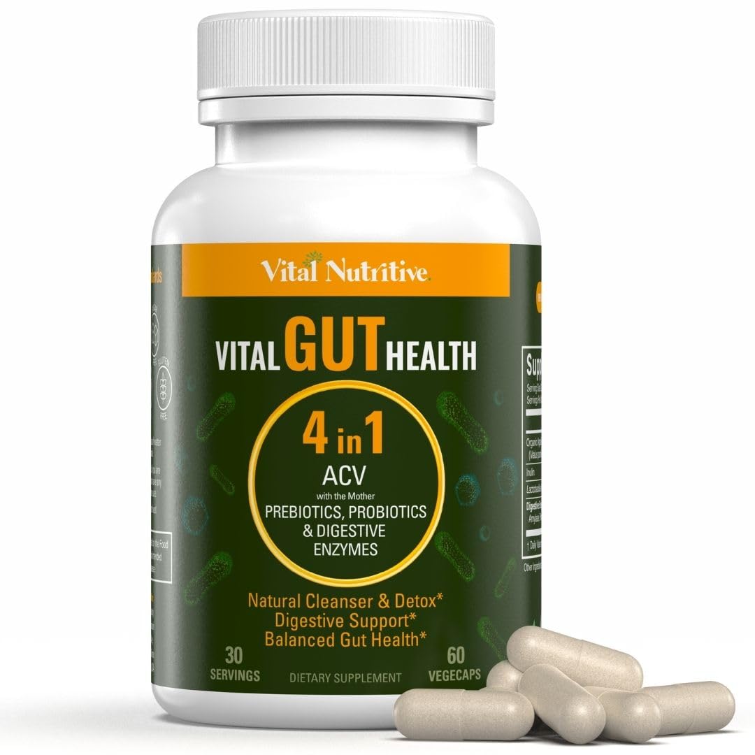 Vital Gut Health 4in1 Formula with Apple Cider Vinegar, Prebiotics & Probiotics, Digestive Enzymes for Strong Immunity Support - Maple Wellness Supplements