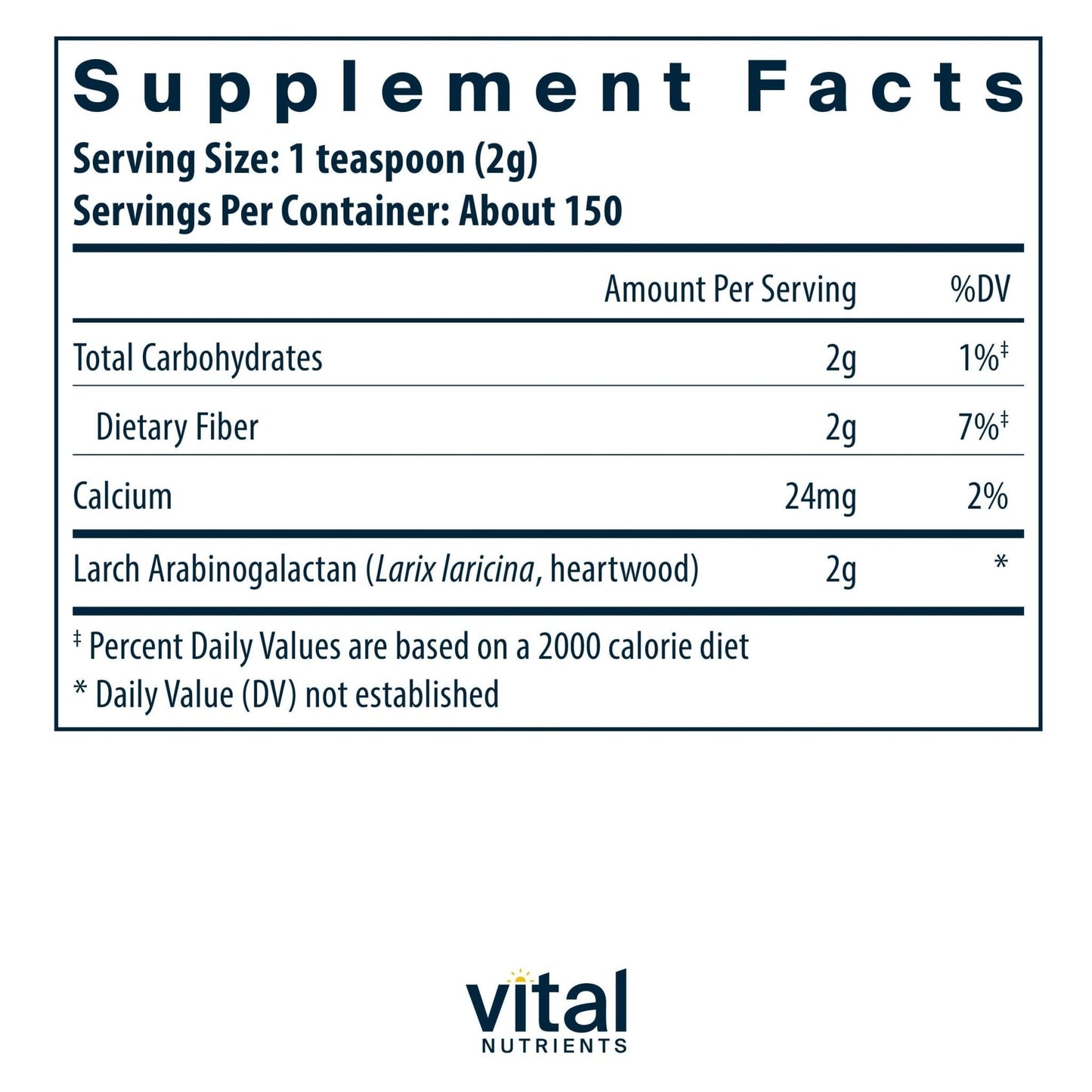 Vital Nutrients Arabinogalactan Powder - Vegan Prebiotic Fiber Supplement for GI Health, Liver, and Immune Support - Maple Wellness Supplements