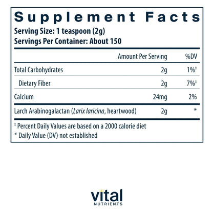 Vital Nutrients Arabinogalactan Powder - Vegan Prebiotic Fiber Supplement for GI Health, Liver, and Immune Support - Maple Wellness Supplements