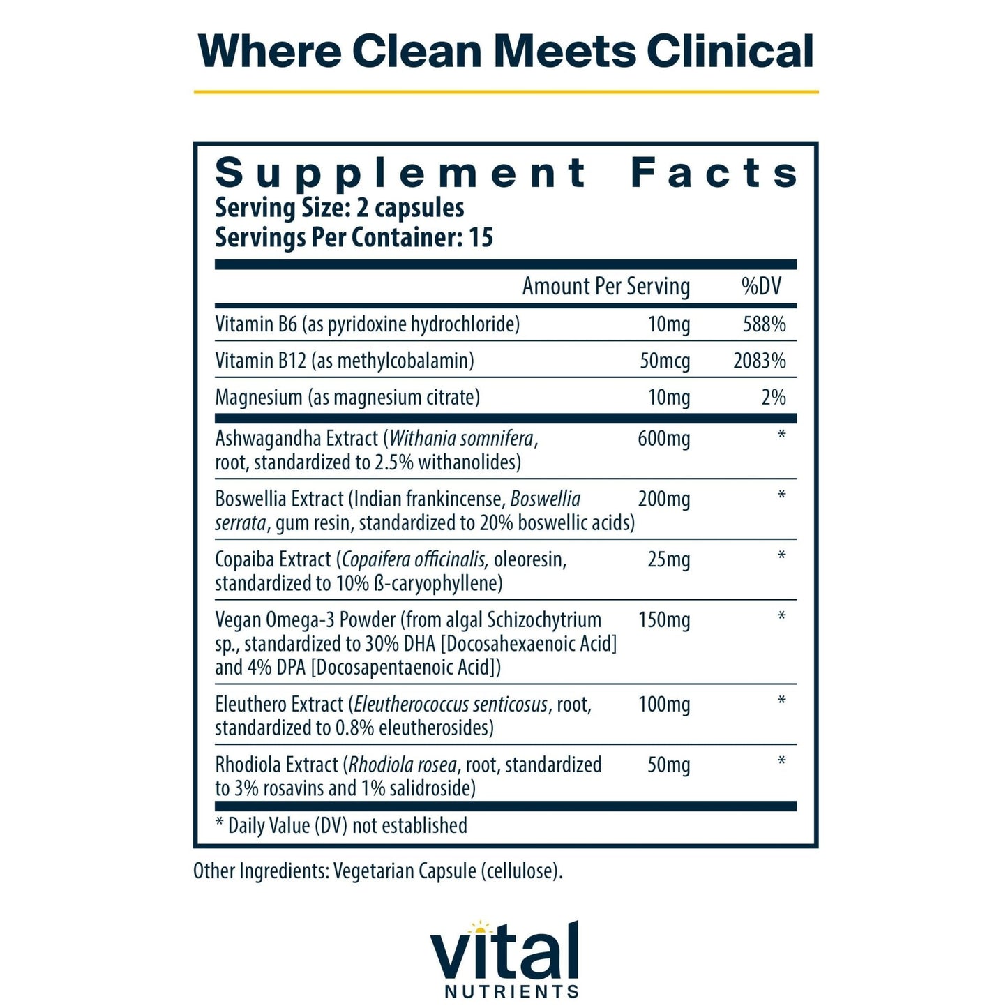 Vital Nutrients Cortisol Balance - Vegan Stress Relief Supplement - Cortisol Manager Supports Energy & Stress Levels - Ashwagandha & Magnesium for Relaxation - Gluten, Dairy, Soy Free - 30 Capsules - Maple Wellness Supplements