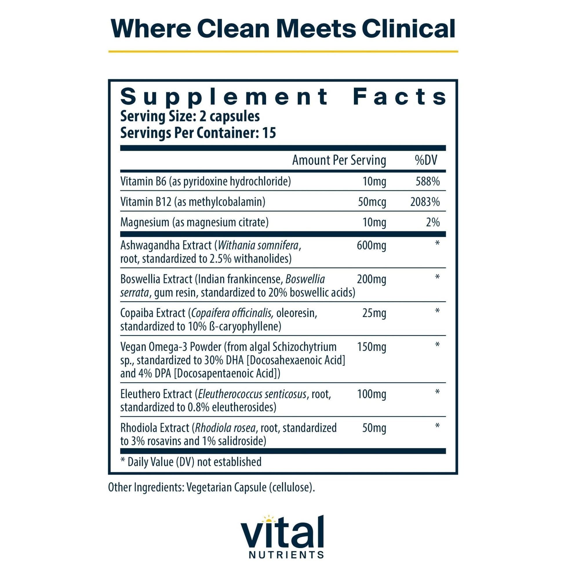 Vital Nutrients Cortisol Balance - Vegan Stress Relief Supplement - Cortisol Manager Supports Energy & Stress Levels - Ashwagandha & Magnesium for Relaxation - Gluten, Dairy, Soy Free - 30 Capsules - Maple Wellness Supplements
