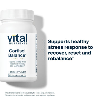 Vital Nutrients Cortisol Balance - Vegan Stress Relief Supplement - Cortisol Manager Supports Energy & Stress Levels - Ashwagandha & Magnesium for Relaxation - Gluten, Dairy, Soy Free - 30 Capsules - Maple Wellness Supplements