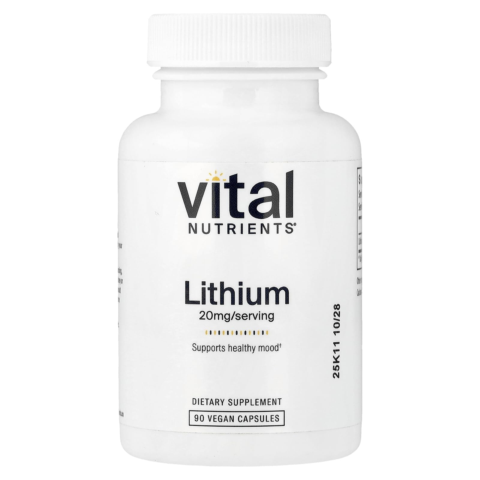 Vital Nutrients Lithium Orotate - Vegan Lithium Supplements for Memory, State of Mind, and Behavioral Health* - 20mg - Gluten, Dairy, Soy Free - 90 Capsules - Maple Wellness Supplements
