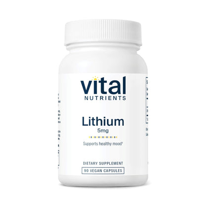 Vital Nutrients Lithium Orotate - Vegan Lithium Supplements for Memory, State of Mind, and Behavioral Health*- 5mg - Gluten, Dairy, Soy Free - 90 Capsules - Maple Wellness Supplements