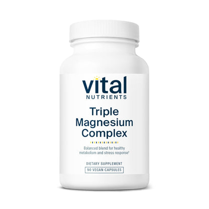 Vital Nutrients Triple Magnesium Complex Supplement | Vegan Magnesium Glycinate, Malate & Oxide 250mg | Easily Absorbed Magnesium Supplement for Stress, Muscle, Heart, Bone Support | 90 Capsules - Maple Wellness Supplements