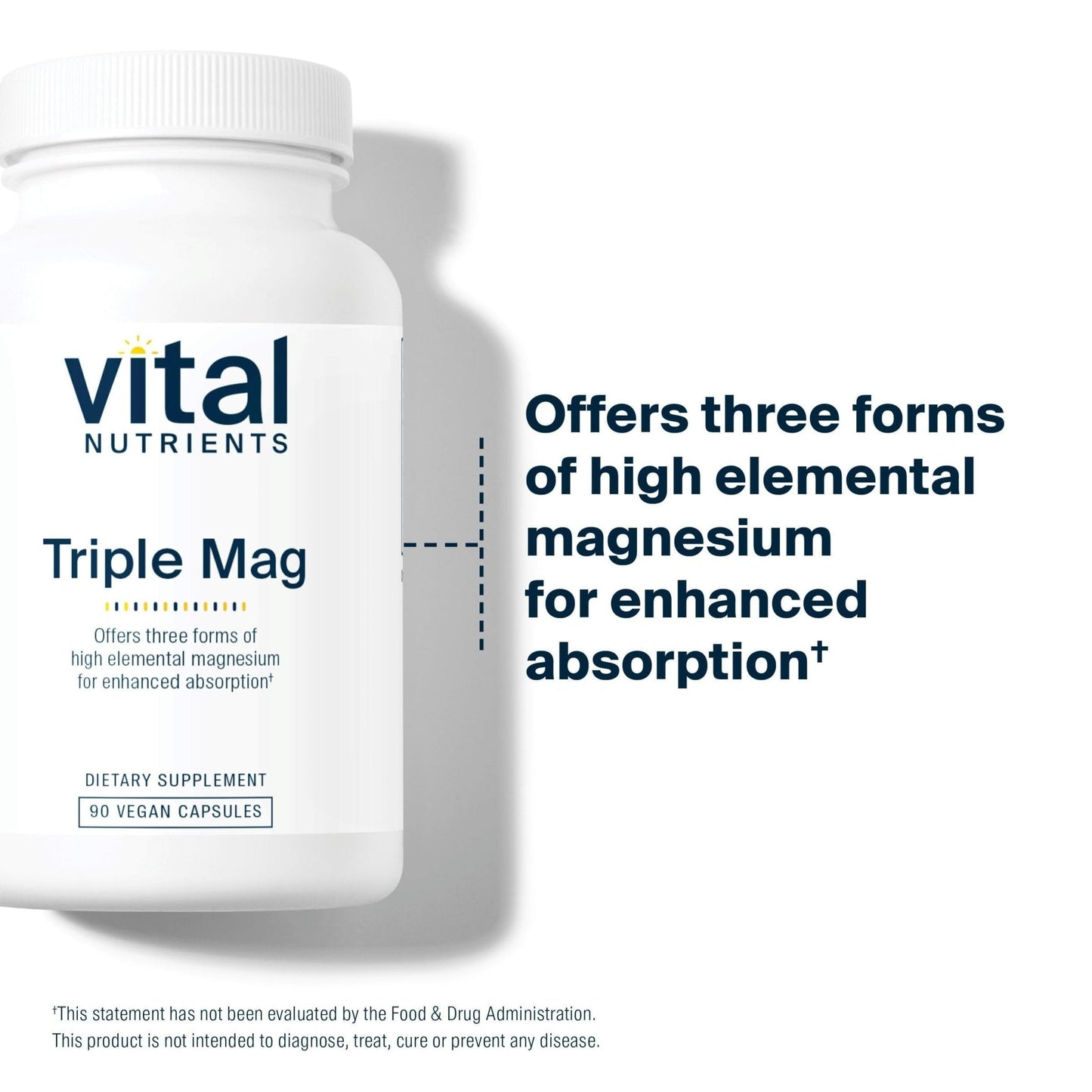 Vital Nutrients Triple Magnesium Complex Supplement | Vegan Magnesium Glycinate, Malate & Oxide 250mg | Easily Absorbed Magnesium Supplement for Stress, Muscle, Heart, Bone Support | 90 Capsules - Maple Wellness Supplements