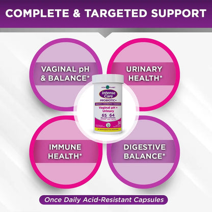 Vital Planet - Intense Care Vaginal pH & Urinary Probiotics for Women Plus Organic Prebiotics, Postbiotics, and Parabiotics, 65 Billion CFU and 64 Strains, Immune and Digestive Health 30 ct - Maple Wellness Supplements