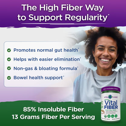 Vital Planet - Vital Fiber Powder, Soluble and Insoluble Fiber Supplement with Flax, Pea and Hemp, Organic Daily Dietary Supplement Supports - Maple Wellness Supplements