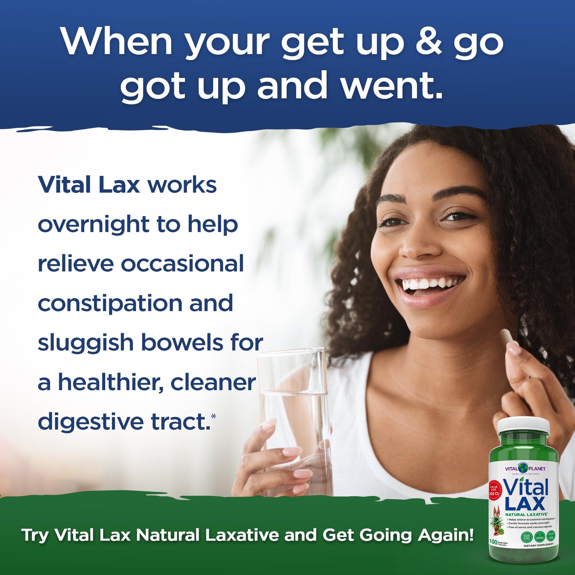 Vital Planet - Vital Lax Natural Laxative Cleanse Supplement for Occasional Constipation, with Magnesium Hydroxide, Slippery Elm, Aloe, - Maple Wellness Supplements