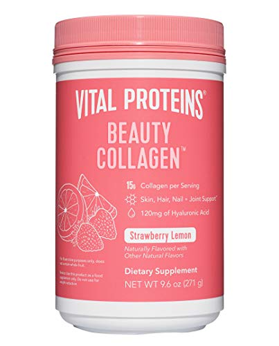 Vital Proteins Beauty Collagen (Strawberry Lemon, Canister) - 120mg of Hyaluronic Acid - Maple Wellness Supplements