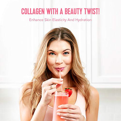Vital Proteins Beauty Collagen (Strawberry Lemon, Canister) - 120mg of Hyaluronic Acid - Maple Wellness Supplements