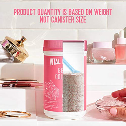 Vital Proteins Beauty Collagen (Strawberry Lemon, Canister) - 120mg of Hyaluronic Acid - Maple Wellness Supplements