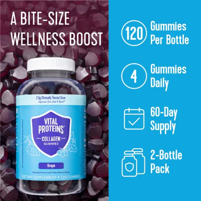 Vital Proteins Collagen Gummies, 2.5g of Clinically-Tested Collagen for Hair, Skin - Maple Wellness Supplements
