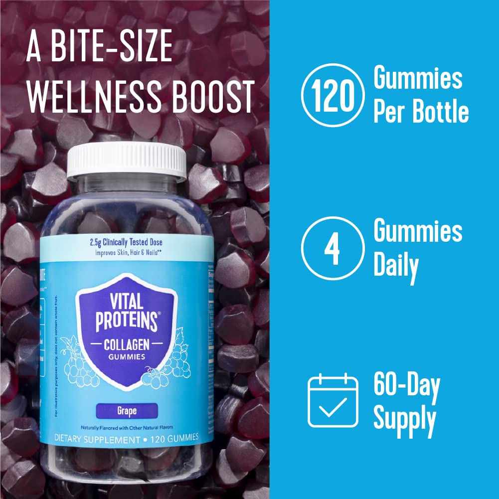 Vital Proteins Collagen Gummies, 2.5g of Clinically-Tested Collagen for Hair, Skin, Nails - Maple Wellness Supplements