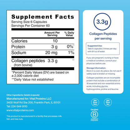 Vital Proteins Collagen Peptides Capsules for Women, Collagen Supplement 360 Capsules - Maple Wellness Supplements