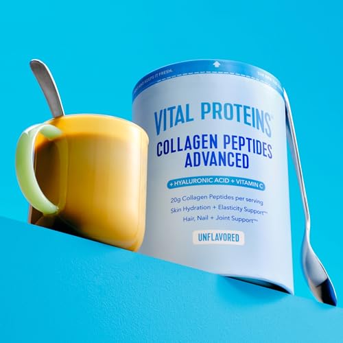 Vital Proteins Collagen Peptides Powder Advanced with Hyaluronic Acid & Vitamin C, Collagen Supplements, Unflavored, 12 Servings - Maple Wellness Supplements
