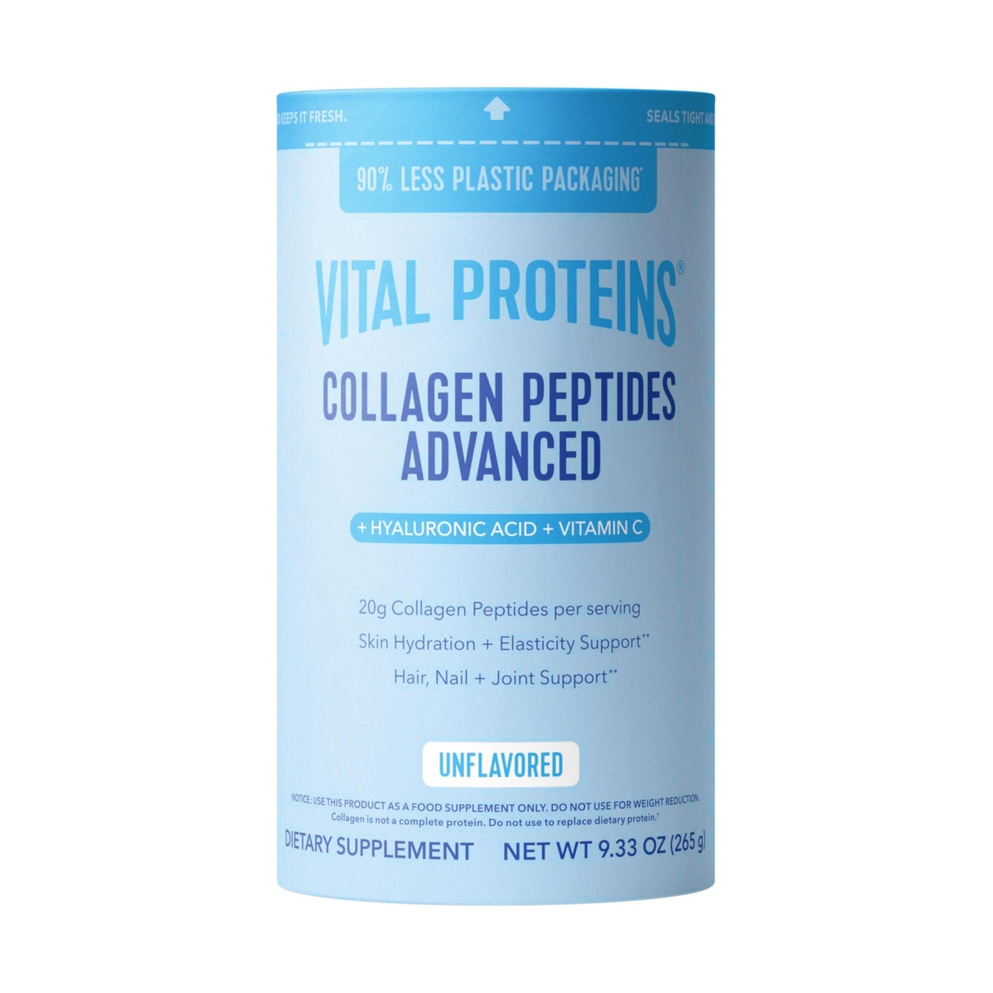 Vital Proteins Collagen Peptides Powder Advanced with Hyaluronic Acid & Vitamin C, Collagen Supplements, Unflavored, 12 Servings - Maple Wellness Supplements