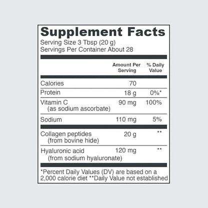 Vital Proteins Collagen Peptides Powder with Hyaluronic Acid and Vitamin C, Unflavored - Maple Wellness Supplements