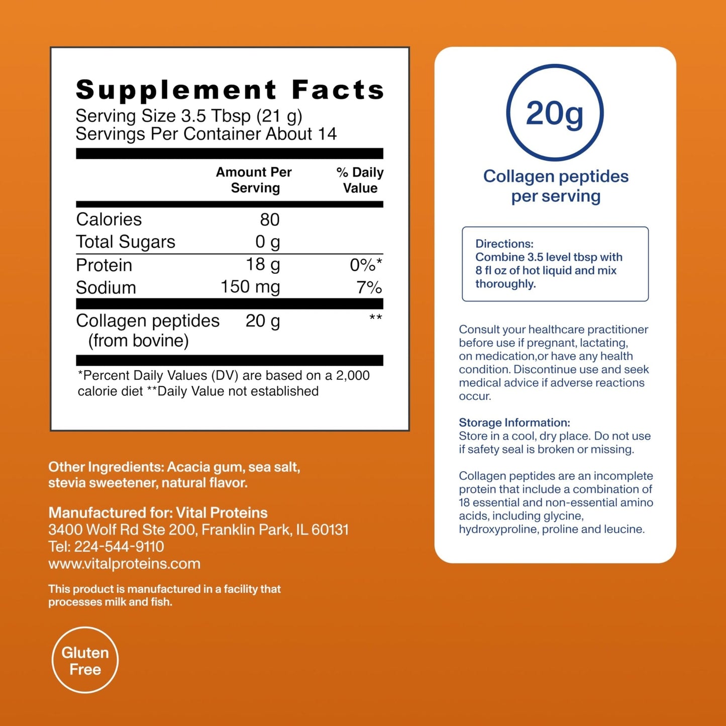 Vital Proteins® Pumpkin Spice Collagen Peptides, 20g Collagen Peptides, Healthy Hair, Skin, Nails & Joints - Maple Wellness Supplements