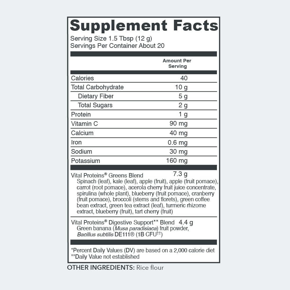 Vital Proteins Unflavored Daily Greens, 8.6 OZ - Maple Wellness Supplements