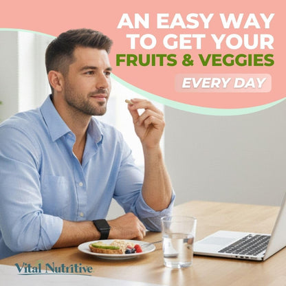 Vital Super Fruits & Veggies - Daily Superfood Capsules for Adults - Fruit & Vegetable Supplements to Boost Immunity & Energy - 2-in-1 Formula for Overall Wellness - Maple Wellness Supplements