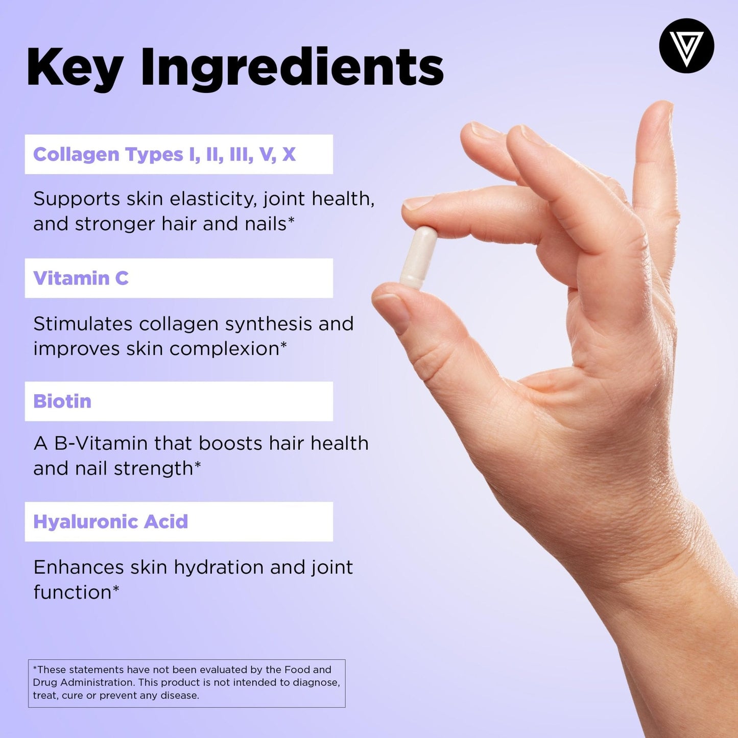 Vital Vitamins Multi Collagen Complex Plus - with Biotin, Hyaluronic Acid, Vitamin C - Type I, II, III, V, X - for Women & Men - Hair, Skin - Maple Wellness Supplements