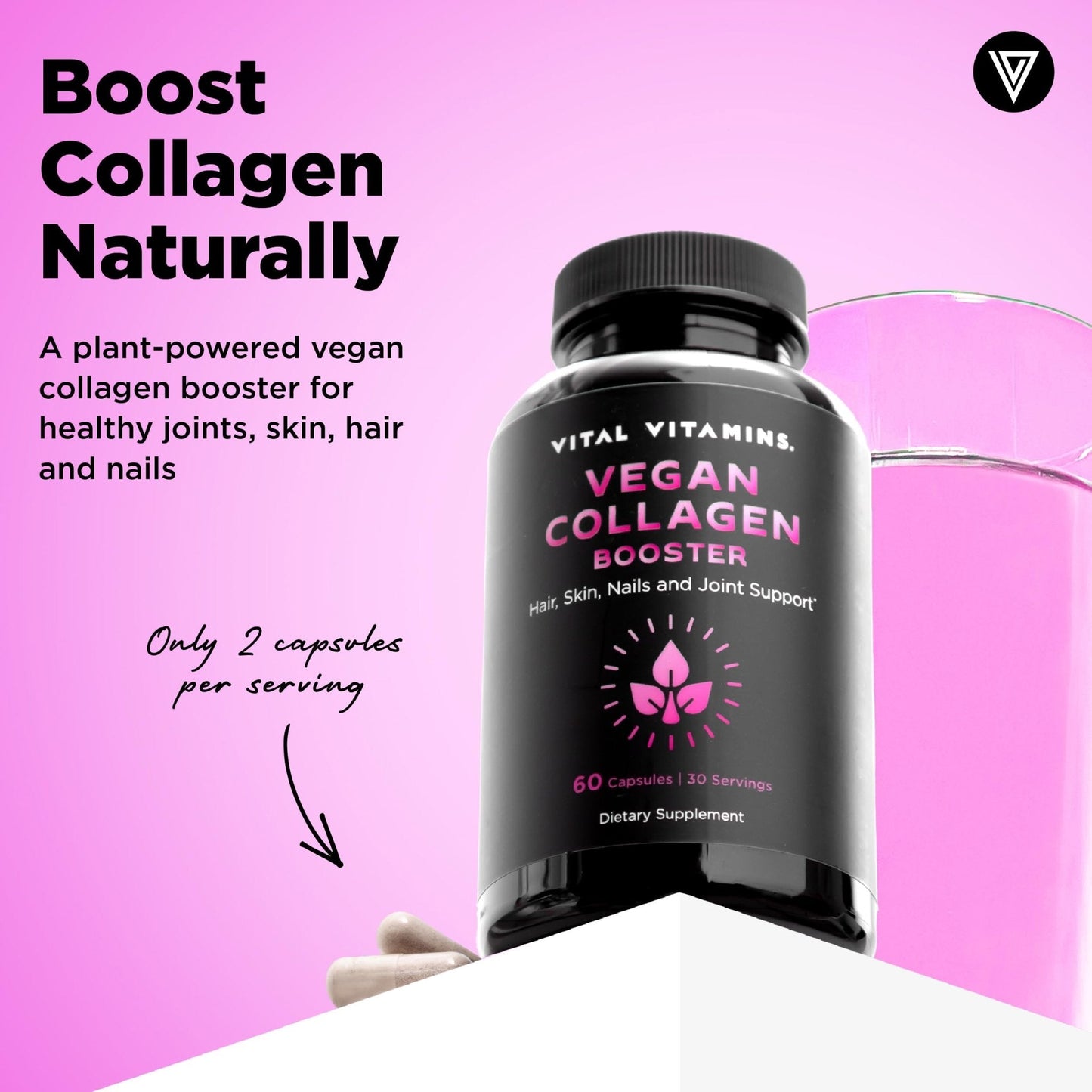 Vital Vitamins Vegan Collagen Booster - with Silica and Hyaluronic Acid - Plant-Based Collagen Supplements - Maple Wellness Supplements
