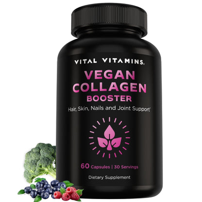 Vital Vitamins Vegan Collagen Booster - with Silica and Hyaluronic Acid - Plant-Based Collagen Supplements - Maple Wellness Supplements