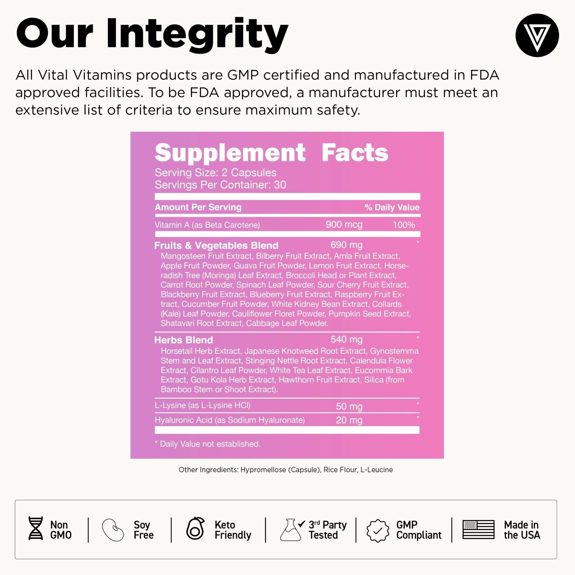 Vital Vitamins Vegan Collagen Booster - with Silica and Hyaluronic Acid - Plant-Based Collagen Supplements - Maple Wellness Supplements