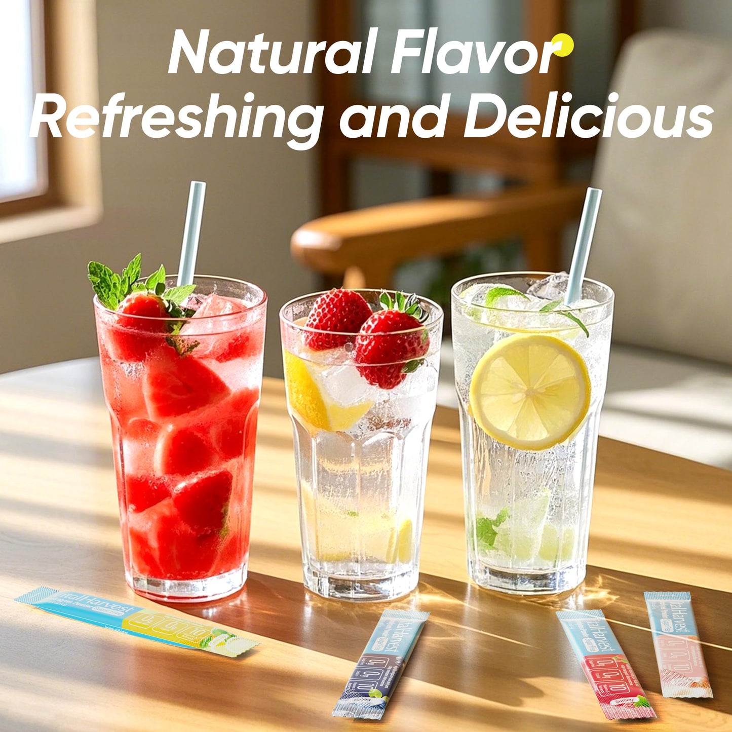 VitalHarvest 36 Sticks Electrolytes Powder Packets 6 Flavors Sugar Free Hydration Packets Electrolyte Liquid Daily IV Drink Mix with Lemon Lime, Watermelon, Orange - Maple Wellness Supplements