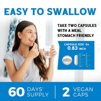 Vitalibre 6 in 1 Magnesium Complex for Women Men, 260mg Elemental Magnesium | Max Absorption | Chelated Magnesium Supplement for Bone, Relaxation & Nerves Support | Non-GMO, 120 Vegan Capsules - Maple Wellness Supplements