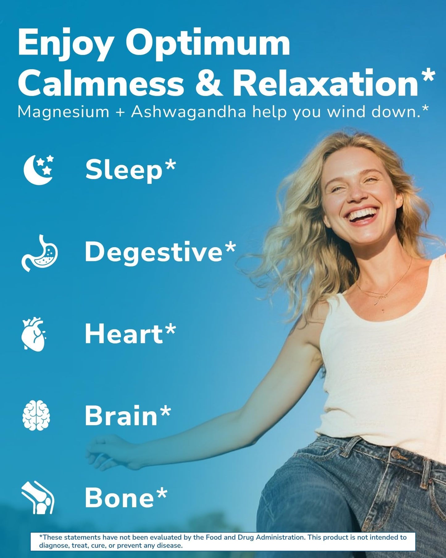Vitalibre Magnesium Complex with Ashwagandha & L-Theanine - Stress Relief, Bone & Relaxation Support - w/Vitamin D3, B6 - Glycinate, Citrate, Malate, Taurate - 90 Vegan Capsules, Non-GMO, Gluten Free - Maple Wellness Supplements