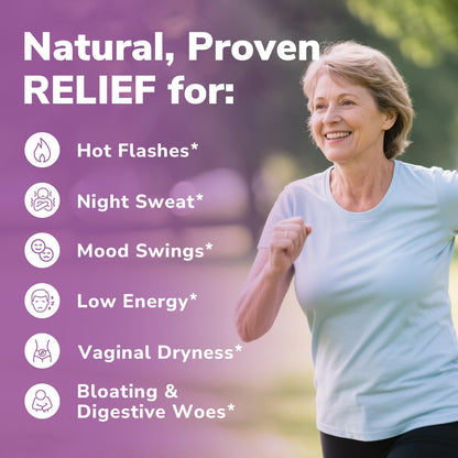Vitalibre Menopause Probiotics for Women 70 Billion CFU, 12 Targeted Strains, Organic Prebiotics, Black Cohosh Resveratrol Red Clover Chasteberry Dong Quai, Hot Flash Night Sweat+, No Estrogen, 30 Ct - Maple Wellness Supplements