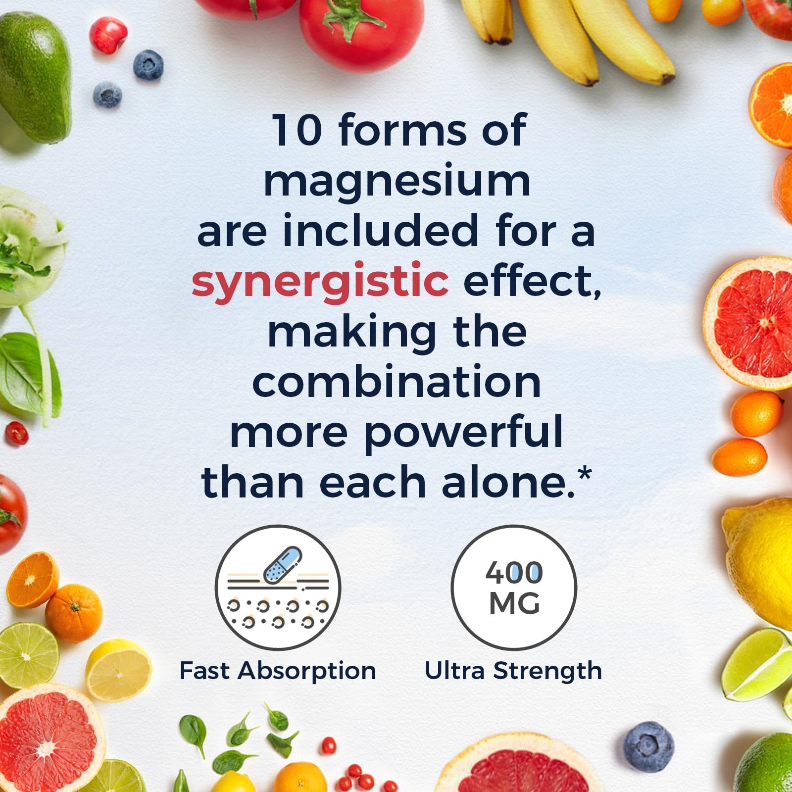 Vitalitown 10 in 1 Magnesium Complex Supplement - 400mg Elemental Magnesium Chelated with Glycinate, Citrate, Malate, Taurate & More - for Sleep Heart Energy - Non-GMO, Vegan, 90 Caps - Maple Wellness Supplements