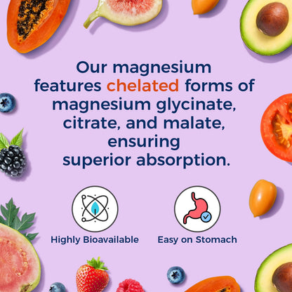 Vitalitown Magnesium Complex | Chelated Easily Absorbed Magnesium Glycinate Citrate Malate | Buffered | 210mg Elemental Mag | Sleep, Nerve, Digestion, Energy | Non-GMO 240 Veg Caps - Maple Wellness Supplements