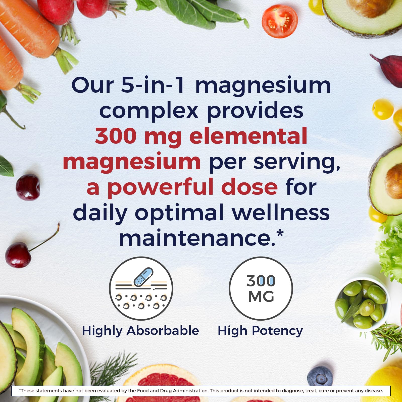 Vitalitown Magnesium Complex Supplement | 300mg Elemental Mag | Magnesium Citrate Glycinate Taurate Malate | Non-GMO, No Gluten, 90 Vegan Magnesio Capsules for Bone Brain Heart - Maple Wellness Supplements