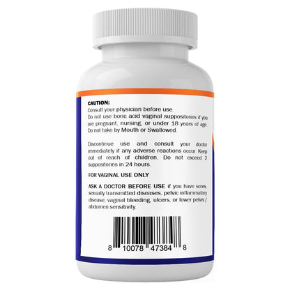 Vitamatic Boric Acid Vaginal Capsule Shell Suppositories 600 mg USP Grade Boric Acid in Vegetarian Capsule Shell - 60 Count - Maple Wellness Supplements