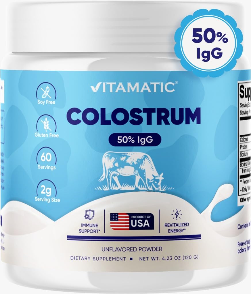 Vitamatic Bovine Colostrum Powder - 50% Highest IgG - Supplement for Gut Health - Maple Wellness Supplements
