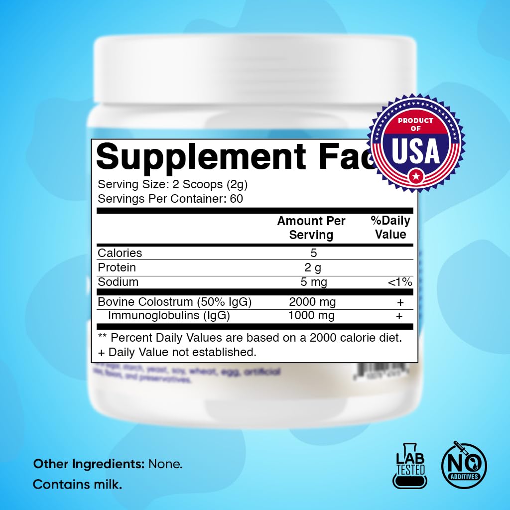 Vitamatic Bovine Colostrum Powder - 50% Highest IgG - Supplement for Gut Health - Maple Wellness Supplements