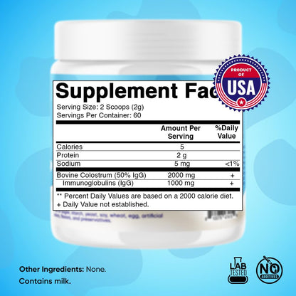 Vitamatic Bovine Colostrum Powder - 50% Highest IgG - Supplement for Gut Health - Maple Wellness Supplements