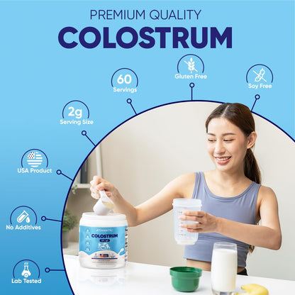 Vitamatic Bovine Colostrum Powder - 50% Highest IgG - Supplement for Gut Health - Maple Wellness Supplements