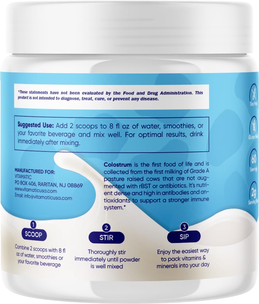 Vitamatic Bovine Colostrum Powder - 50% Highest IgG - Supplement for Gut Health - Maple Wellness Supplements