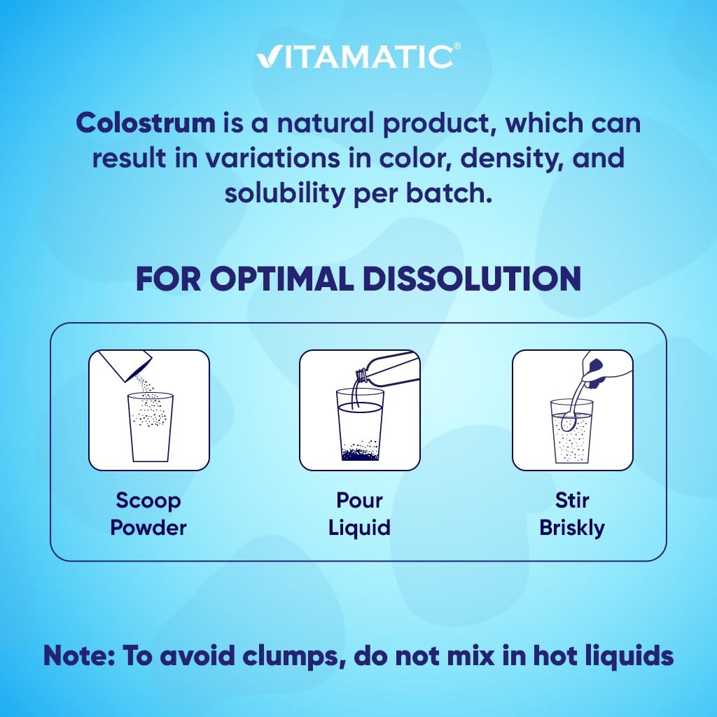 Vitamatic Bovine Colostrum Powder - 50% Highest IgG - Supplement for Gut Health - Maple Wellness Supplements