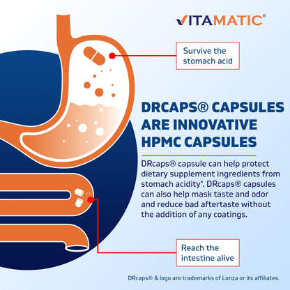 Vitamatic Lactobacillus Salivarius 2 Billion per DR Capsule - 60 Count - Digestive Support - Maple Wellness Supplements