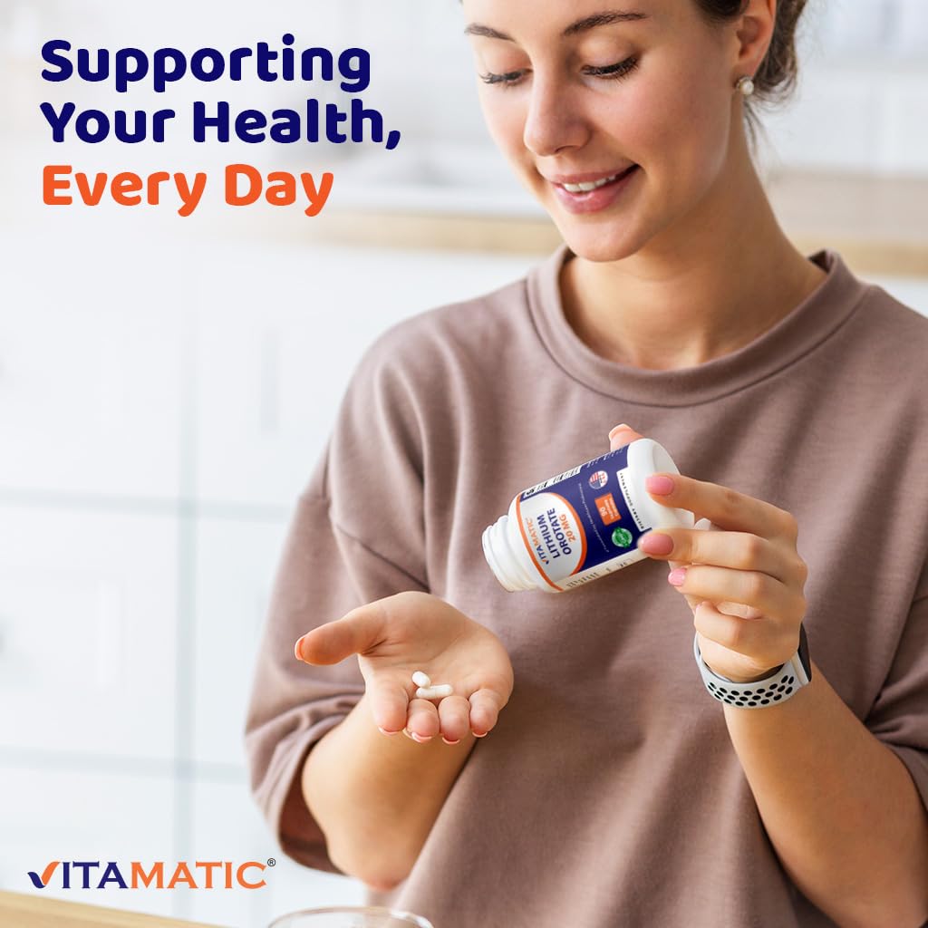 Vitamatic Lithium Orotate 20mg, 90 Capsules - Veggie Caps, Non-GMO, Gluten Free - Maple Wellness Supplements