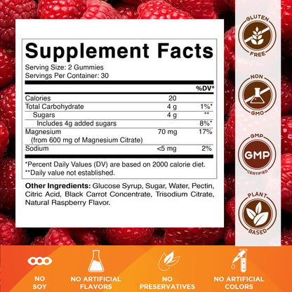 Vitamatic Magnesium Gummies 600mg per Serving – 60 Vegan Gummies – Relaxation, Muscle, Bone & Energy Support – 3 Pack - Maple Wellness Supplements